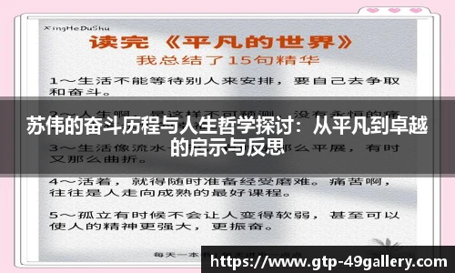 苏伟的奋斗历程与人生哲学探讨：从平凡到卓越的启示与反思